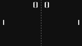 Electronic Table Tennis Simulation - one of the earliest arcade video games commercial. Two white paddles on a black background. Score at the top of the screen.