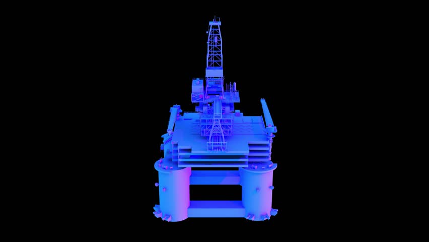 3D Oceaneering Marine Engineering Neon Blue Violet Oil Rig Platform Loop Drilling abstract access ai background big data building business cg city cityscape cloud computing communication computer