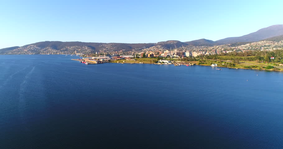 Aerial of Hobart, Tasmania. .