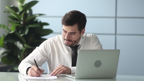 Focused Business Man Working Looking Laptop Stock Footage Video (100% ...