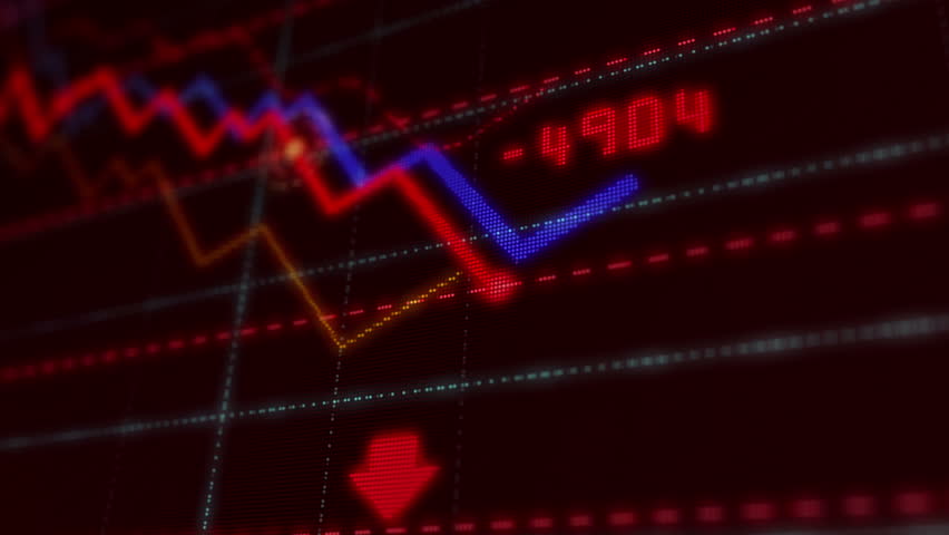 Crisis, recession, business crash, markets down, economic decline and stock collapse concept. Red dynamic downward trend chart. 3d screen stylized animation. | Shutterstock HD Video #1028902838