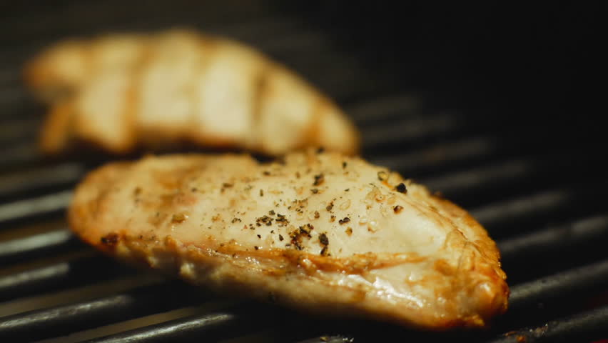 Barbecue grill, grilled chicken breast Royalty-Free Stock Footage #1028934155