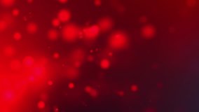 4k Red Light Beams, Bokeh Floating on Colorful Dark Red Gradient Background in Motion. Looped 3d Animation of Dynamic Particles Turning in the Air with Bokeh Video