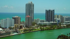Aerial video Miami Beach rowing club practice