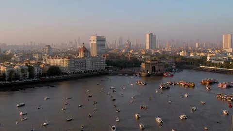 India gateway, Mumbai, 4k aerial drone footage