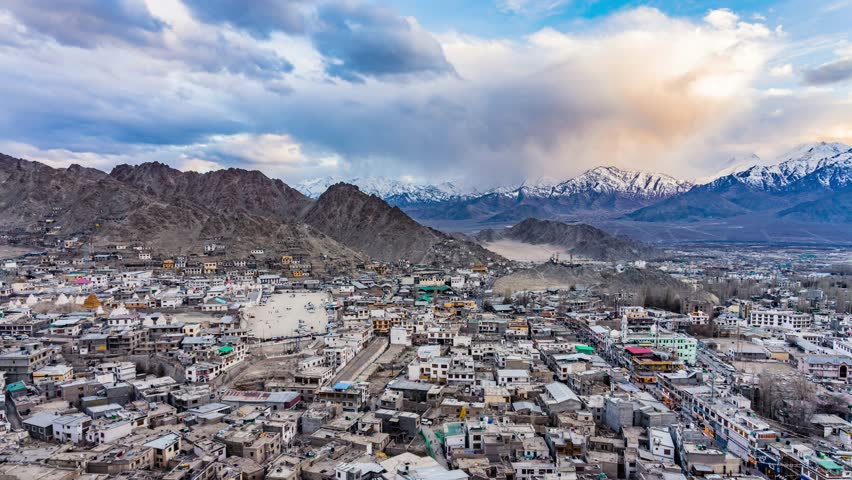 Rooftops view with clouds in a village in India image - Free stock ...