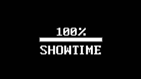SHOWTIME Glitch Text Animation and Loading Bar, Rendering, Background, with Alpha Channel, Loop, 4k
