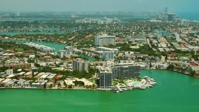 Vibrant aerial drone video Miami Beach tour 4k 60p