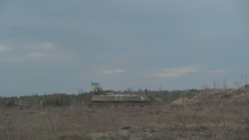 Ukrainian BTR bursts on mine
