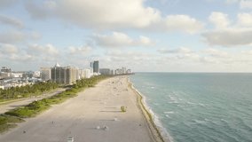 Top view of South Beach Miami. drone view. summer concept