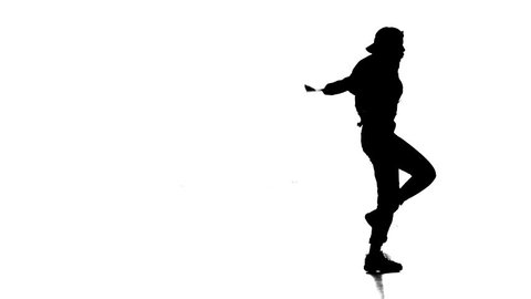 black silhouette on white background, girl dancing hip hop, street dancing
