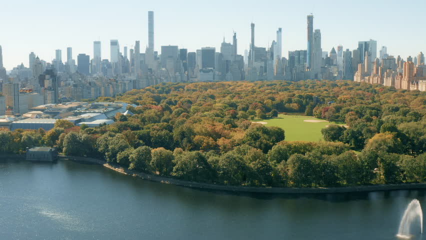Aerial view Central Park Manhattan New York City 4K Royalty-Free Stock Footage #1028982836