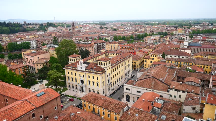 Verona Italy Skyline Aerial view from sky, video in Full HD, Italy. Aerial view of verona city center | Shutterstock HD Video #1028984126