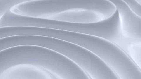 Wavy dynamic surface. Abstract background with white wave ripples. Creamy or milky substance. Motion design template. 3d loop animation. Composition with topography relief. 4K UHD