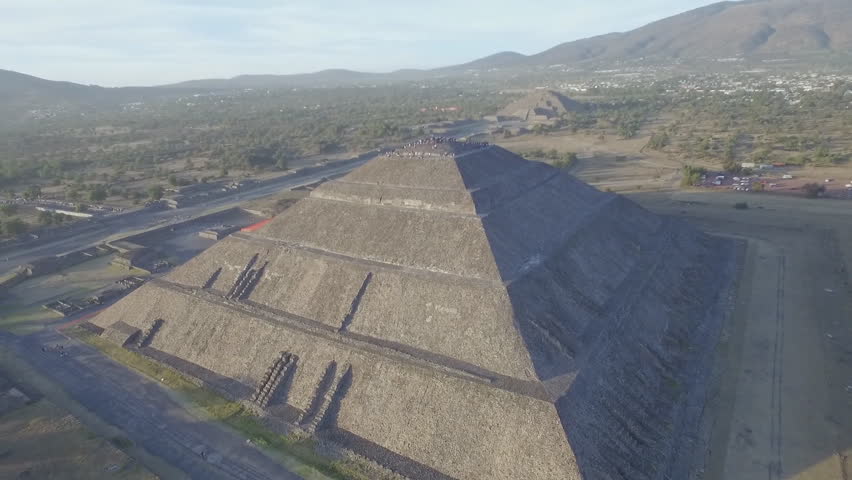 Avenue of Dead and Sun Pyramid, Temple of Sun Teotihuacan, Mexico City Mexico (aerial photography)
