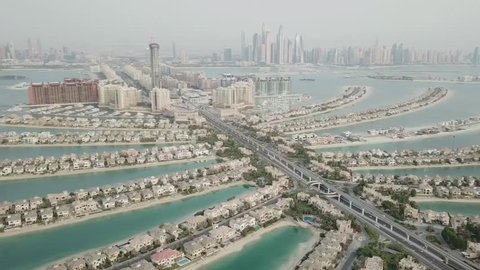 An Artificial Jumeirah Palm Island On Sea, Dubai, United Arab Emirates (aerial photography)