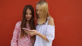 Beautiful caucasian teen girls are chatting