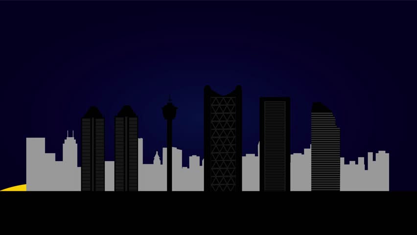 animated illustration of a full moon departing in albuquerque city calgary in canada