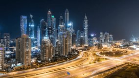 4K Timelapse of Downtown Dubai at night, UAE