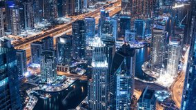 4K Timelapse of Downtown Dubai at night, UAE