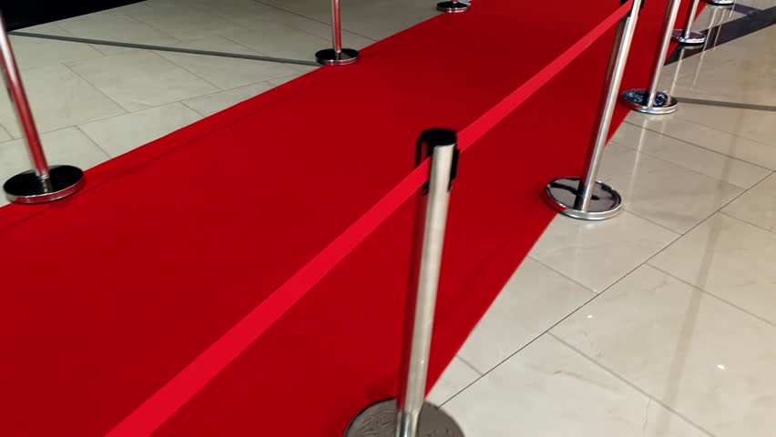 4k footage of long red carpet and barriers on movie or theater awards. Royalty-Free Stock Footage #1029033710