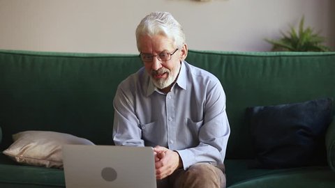 Old Elderly Man Talking Webcam Making Stock Footage Video (100% Royalty ...