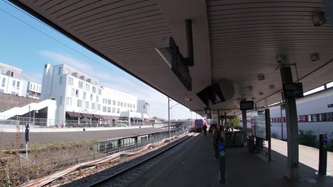 Copenhagen, Denmark; 24 04 2019; Train Arriving to Vanlose Station in Denmark.