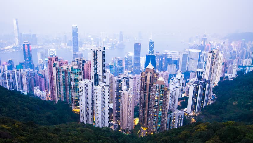 High resolution 4k timelapse view of Hong Kong City during night time