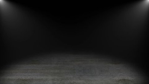 Concrete floor with spot lights, 3d rendering computer generated backdrop, grunge style of room