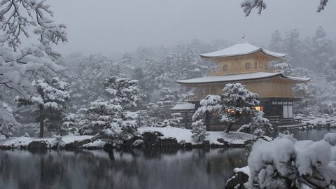 Kinkaku-ji Golden Pavilion Kyoto Japan in Winter Snow 01