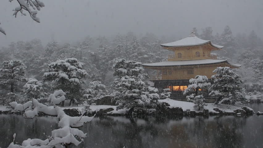 Kinkaku-ji Golden Pavilion Kyoto Japan in Winter Snow 02