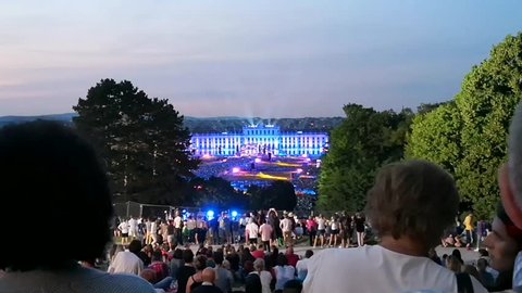 Vienna, Vienna/Austria; 06/08/2018: open-air concert of a Summer Night from the magnificent gardens of the Schonbrunn Palace with the Philharmonic Orchestra of Vienna in June 2018  
