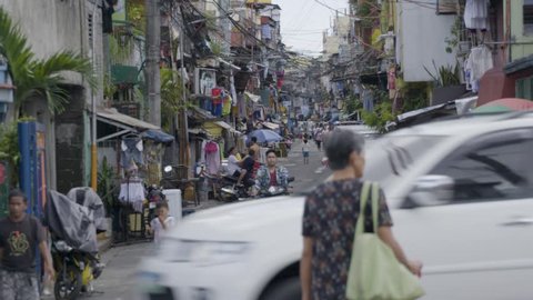 MANILA, PHILIPPINES - CIRCA JANUARY 2017: People of the slums in Manila