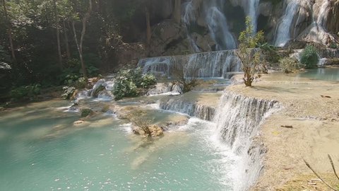 LUANG PRABANG, LAOS - MARCH 2019; Kuang si Waterfall 