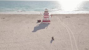 Top view of South Beach Miami. drone view. summer concept