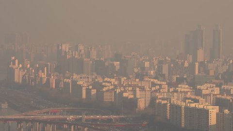 The whole area of Gangnam-gu, Seoul. A city full of fine dust
