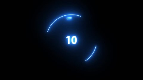 Shiny Blue Futuristic countdown 10 to 1.
Loop Technology interference circle count down numbers from 10 to 1 glow ring.
