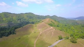 Aerial video of Phu Khao Ya, bald mountain in Ranong province, Thailand. 