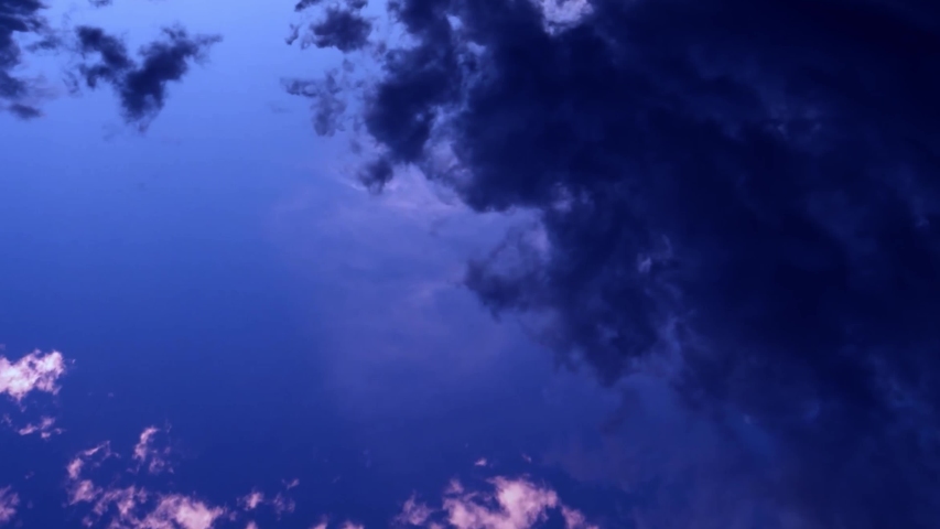 Dark rainy clouds time lapse, nature big building, formating fast moving away in horizone, beautiful clear, realxing sky panoramic view.