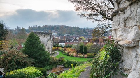 View from the top of the Guildford Castle, Time lapse, Guildford Surrey England UK