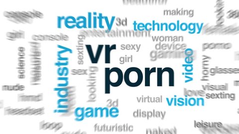 VR porn animated word cloud. Kinetic typography.