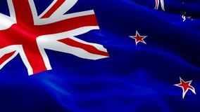 New Zealand waving flag. National 3d New Zealand flag waving. Sign of New Zealand seamless loop animation. New Zealand flag HD resolution Background
