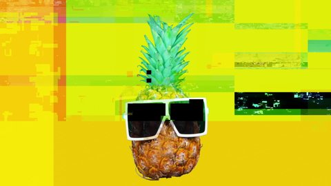 cool mr pineapple head with shades and overlayed distortion