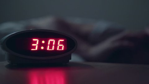 Insomnia Problem For A Man Who Cannot Sleep At Night, Clock Detail 4K.