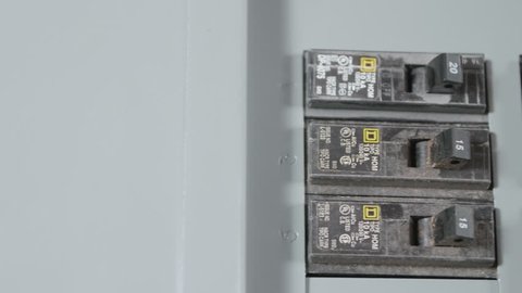 Circuit Breaker Switches in Box CLOSE UP SLIDE RIGHT