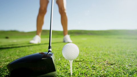 Caucasian Female Golfer Play Physical Golf Resort Global Success Target Business
