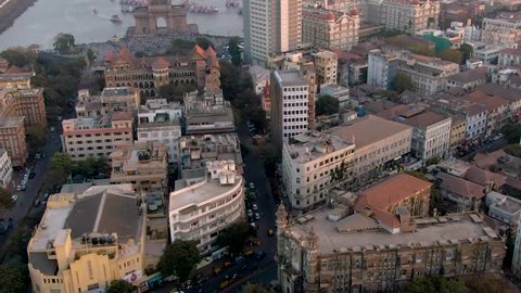 Mumbai, India, Colaba area 4k aerial drone footage