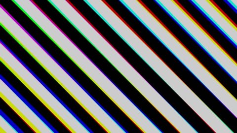 Striped black and white of diagonal. Chromatic aberration. Seamless loop.