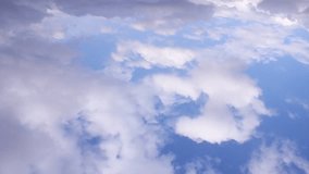 Formating big clouds time lapse, nature clean summer, sunny transparent sky in horizon, aerial view very beautiful weather. /FHD.