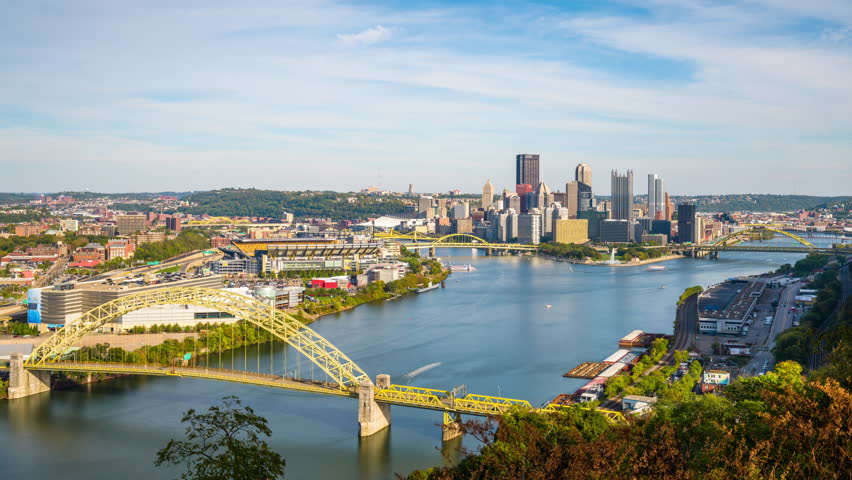 Pittsburgh, Pennsylvania, USA downtown cityscape on the three rivers.